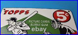 Vintage Topps Baseball Sign MLB Trading Cards Bubble Gum Porcelain Gas Sign