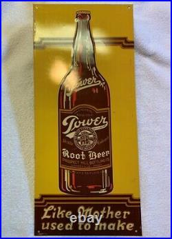 Vintage Tower Root Beer, Somerville, MA Embossed Metal Sign