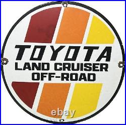 Vintage Toyota Land Cruiser Porcelain Sign Oil Gas Dealership Ford Fj40 Suv