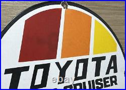 Vintage Toyota Land Cruiser Porcelain Sign Oil Gas Dealership Ford Fj40 Suv