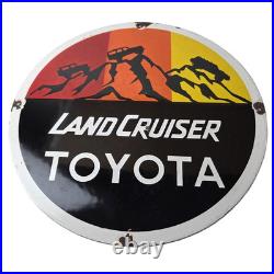 Vintage Toyota Sign Automobile Land Cruiser Gas Pump Dealer Porcelain Sign