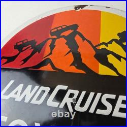 Vintage Toyota Sign Automobile Land Cruiser Gas Pump Dealer Porcelain Sign