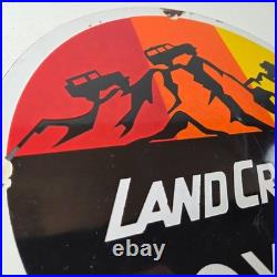 Vintage Toyota Sign Automobile Land Cruiser Gas Pump Dealer Porcelain Sign