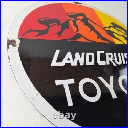 Vintage Toyota Sign Automobile Land Cruiser Gas Pump Dealer Porcelain Sign