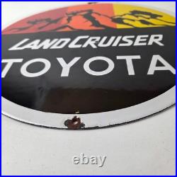 Vintage Toyota Sign Automobile Land Cruiser Gas Pump Dealer Porcelain Sign