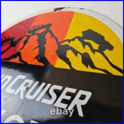 Vintage Toyota Sign Automobile Land Cruiser Gas Pump Dealer Porcelain Sign