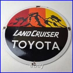 Vintage Toyota Sign Automobile Land Cruiser Gas Pump Dealer Porcelain Sign