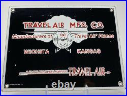 Vintage Travel Air Mfg. Co. Porcelain Sign Aerospace Gas Oil Cessna Airplanes