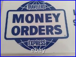 Vintage Travelers Express Money Orders. Light Up Advertising Sign/Clock