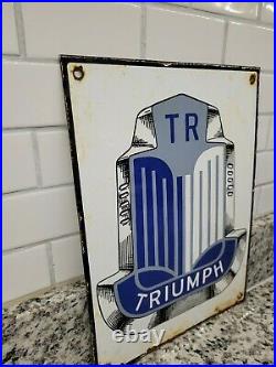 Vintage Triumph Motorcycles Porcelain Sign Metal British Dealer Sales Service