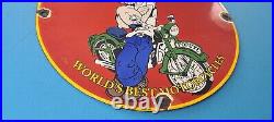 Vintage Triumph Porcelain Gas Pump Automobile Service Station Motorcycles Sign