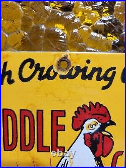 Vintage Tweddle Chicks Porcelain Sign Farm Chicken Livestock Hatchery Rooster