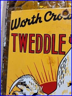 Vintage Tweddle Chicks Porcelain Sign Farm Chicken Livestock Hatchery Rooster