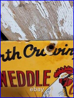 Vintage Tweedle Chicks Porcelain Sign Farm Chicken Livestock Hatchery Rooster