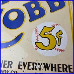 Vintage Ty Cobb Baseball Sign MLB Candy Michigan Porcelain Gas Sign