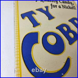 Vintage Ty Cobb Baseball Sign MLB Candy Michigan Porcelain Gas Sign