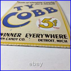 Vintage Ty Cobb Baseball Sign MLB Candy Michigan Porcelain Gas Sign