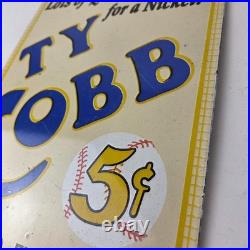 Vintage Ty Cobb Baseball Sign MLB Candy Michigan Porcelain Gas Sign