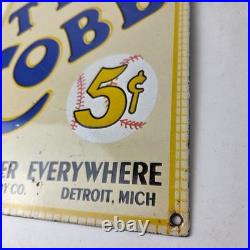Vintage Ty Cobb Baseball Sign MLB Candy Michigan Porcelain Gas Sign