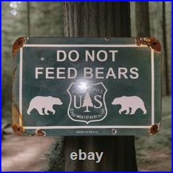 Vintage US Forest Service Do Not Feed Bears Porcelain Sign National Park Service