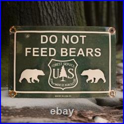 Vintage US Forest Service Do Not Feed Bears Porcelain Sign National Park Service
