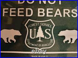 Vintage US Forest Service Do Not Feed Bears Porcelain Sign National Park Service