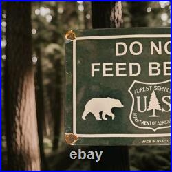 Vintage US Forest Service Do Not Feed Bears Porcelain Sign National Park Service