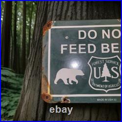 Vintage US Forest Service Do Not Feed Bears Porcelain Sign National Park Service