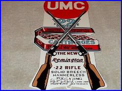 Vintage Umc Remington. 22 Rifle Cartridges 12 Metal Ammo Bullet, Gas & Oil Sign