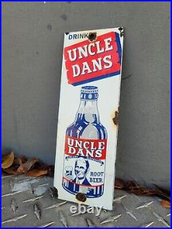 Vintage Uncle Dans Porcelain Sign Old Fashioned Rootbeer Soda Cola Beverage Gas