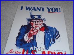 Vintage Uncle Sam I Want You For The U. S. Army Porcelain Metal Gasoline Oil Sign