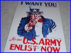 Vintage Uncle Sam I Want You For The U. S. Army Porcelain Metal Gasoline Oil Sign