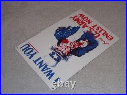 Vintage Uncle Sam I Want You For The U. S. Army Porcelain Metal Gasoline Oil Sign