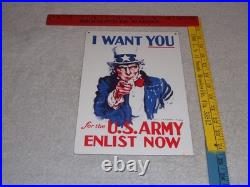 Vintage Uncle Sam I Want You For The U. S. Army Porcelain Metal Gasoline Oil Sign