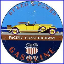 Vintage Union Gasoline Porcelain Sign Gas Station Motor Oil Pch California 1