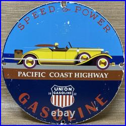 Vintage Union Gasoline Porcelain Sign Gas Station Motor Oil Pch California 1