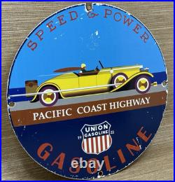 Vintage Union Gasoline Porcelain Sign Gas Station Motor Oil Pch California 1