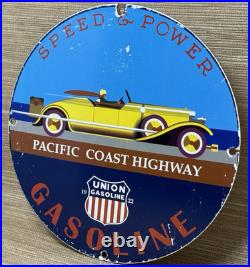 Vintage Union Gasoline Porcelain Sign Gas Station Motor Oil Pch California 1