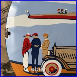 Vintage Union Gasoline Speed & Power 12 Inch Convex Porcelain Enamel Sign