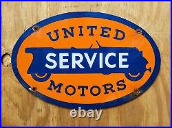 Vintage United Motors Porcelain Sign Gas Station Oil Garage Service British Uk