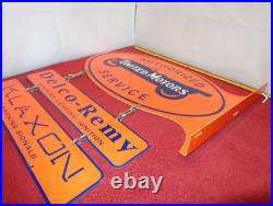 Vintage United Motors Service 23 Double Sided 3-pc Porcelain Metal Flange Sign