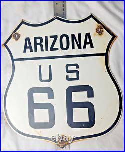 Vintage Us Route 66 Arizona Az Porcelain Metal Highway Sign Gas Oil Road Shield