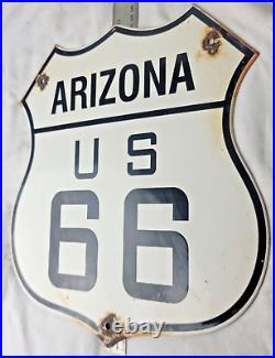 Vintage Us Route 66 Arizona Az Porcelain Metal Highway Sign Gas Oil Road Shield