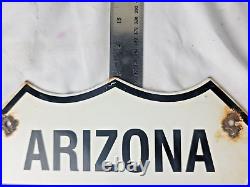 Vintage Us Route 66 Arizona Az Porcelain Metal Highway Sign Gas Oil Road Shield