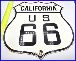 Vintage Us Route 66 California Porcelain Metal Highway Sign Gas Oil Road Shield