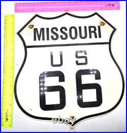 Vintage Us Route 66 Missouri Az Porcelain Metal Highway Sign Gas Oil Road Shield