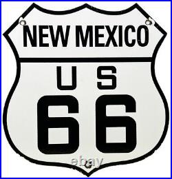 Vintage Us Route 66 New Mexico Porcelain Metal Highway Sign Gas Oil Road Shield