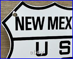 Vintage Us Route 66 New Mexico Porcelain Metal Highway Sign Gas Oil Road Shield