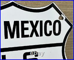 Vintage Us Route 66 New Mexico Porcelain Metal Highway Sign Gas Oil Road Shield