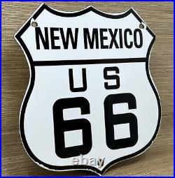 Vintage Us Route 66 New Mexico Porcelain Metal Highway Sign Gas Oil Road Shield